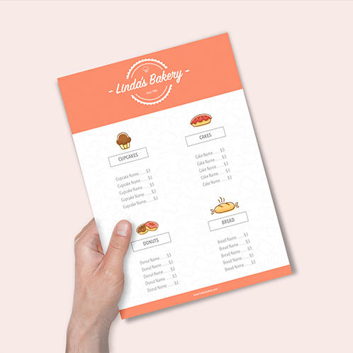 Bakery Single Page Menu