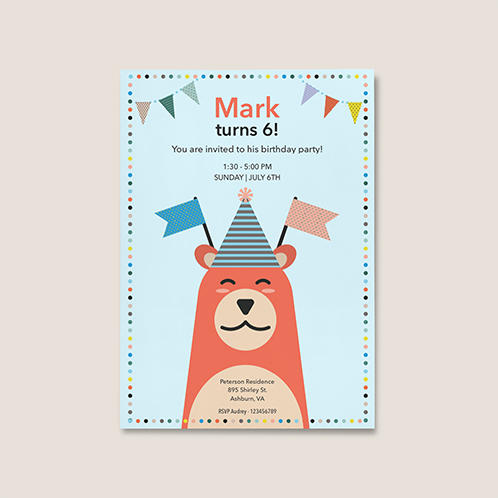 Bear Boys Birthday Invitation
