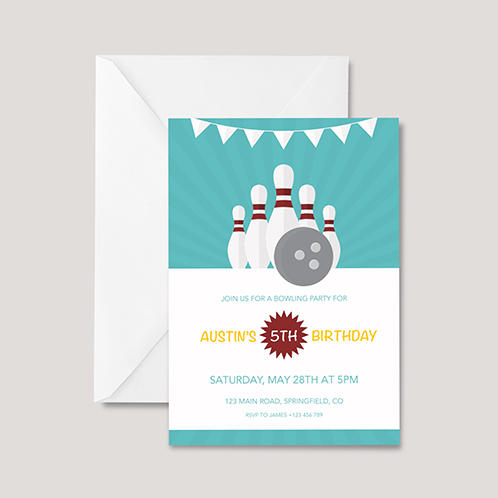Bowling Boys Birthday Invitation