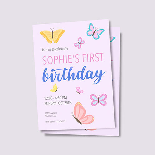Butterflies Girls Birthday Invitation