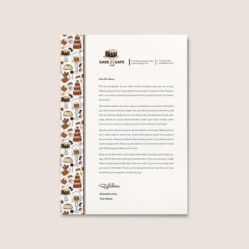 Cake Cafe Food & Drink Letterhead