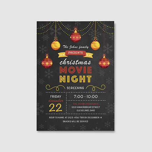 Christmas Movie Night Invitation