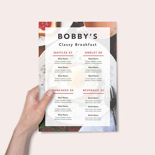 Classy Breakfast Single Page Menu