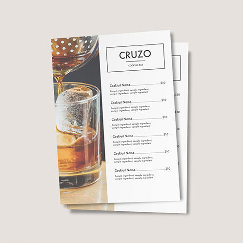 Cocktail Bar Single Page Menu