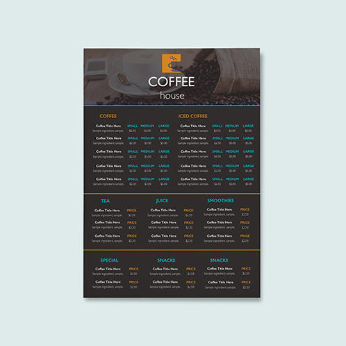 Coffee House Single Page Menu