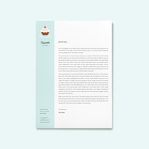 Cupcake Store Food & Drink Letterhead