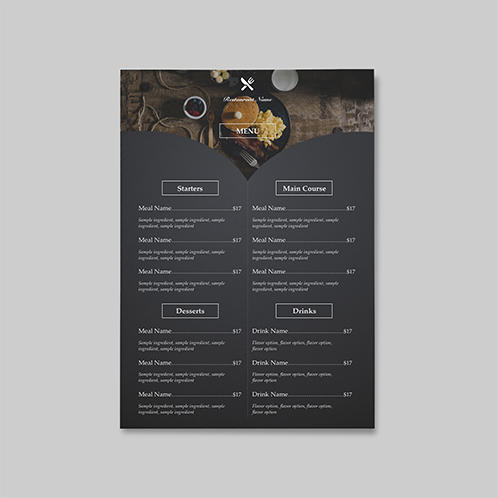 Dark Single Page Menu