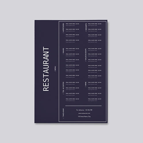 Deep Blue Single Page Menu
