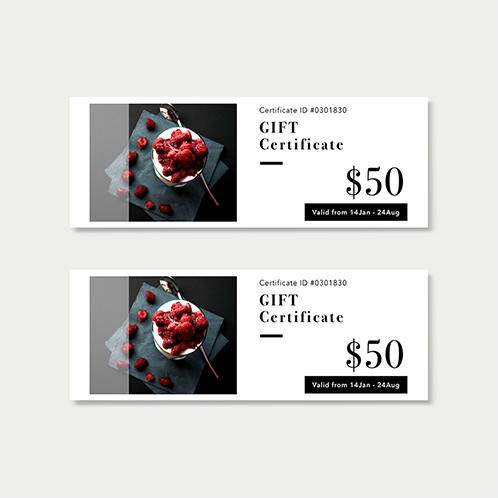 Dessert Shop Gift Certificate