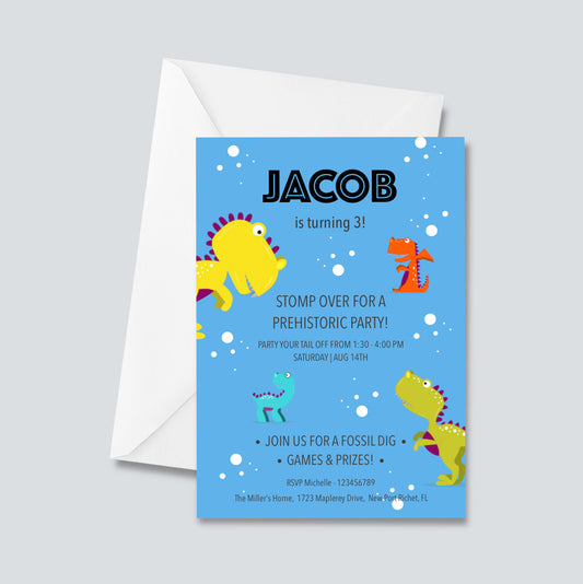 Dinosaur Boys Birthday Invitation