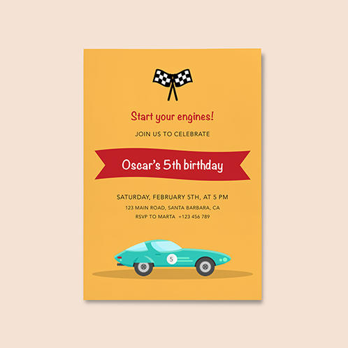 Engines Boys Birthday Invitation