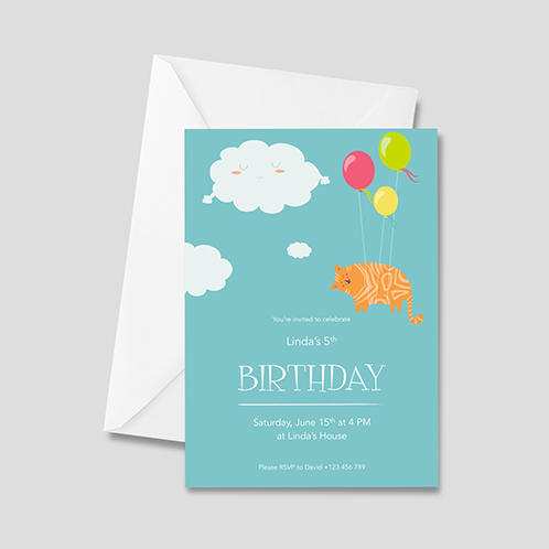 Funny Cat Girls Birthday Invitation