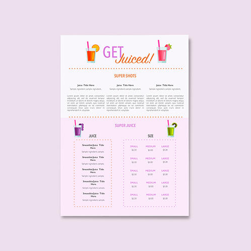 Get Juiced Two Page Menu