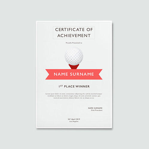 Golf Certificate