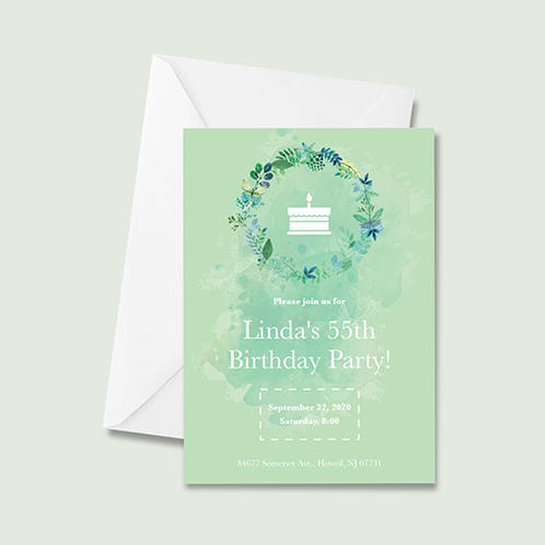Green Watercolor Birthday Invitation