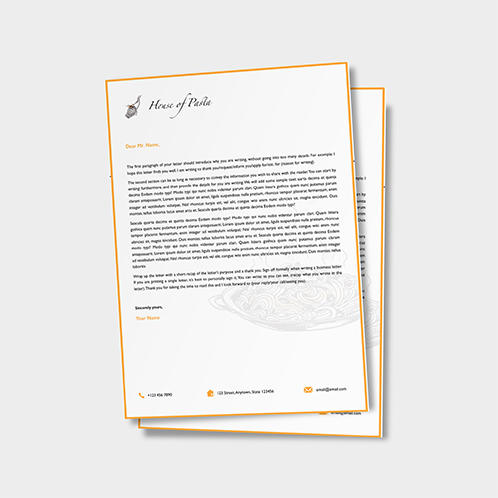 House of Pasta Food & Drink Letterhead