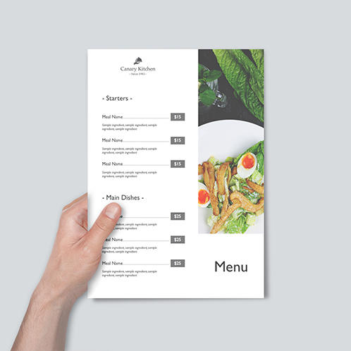 Kitchen Two Page Menu