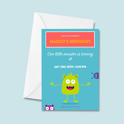 Little Monster Boys Birthday Invitation