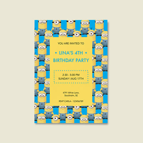 Minion Girls Birthday Invitation