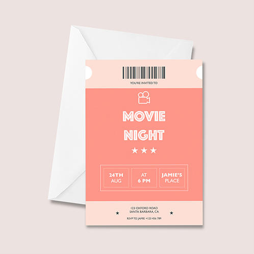 Movie Night Ticket Party Invitation