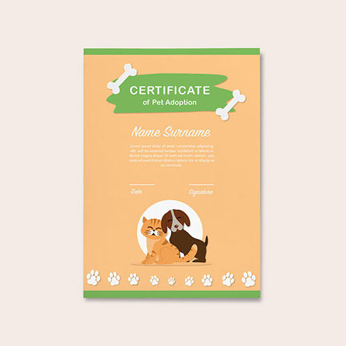 Pet Adoption Certificate