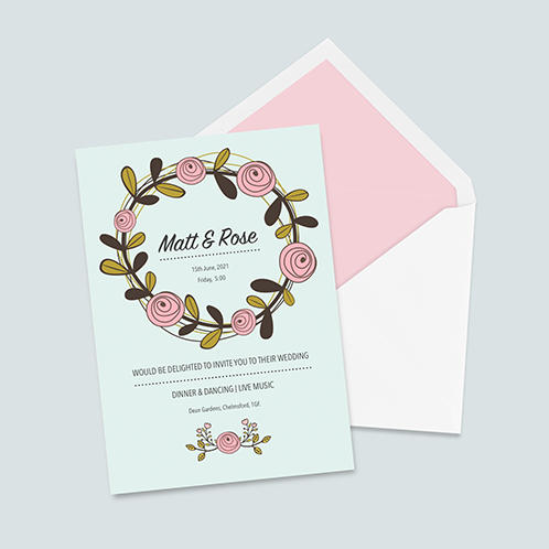 Rose Wreath Wedding Invitation