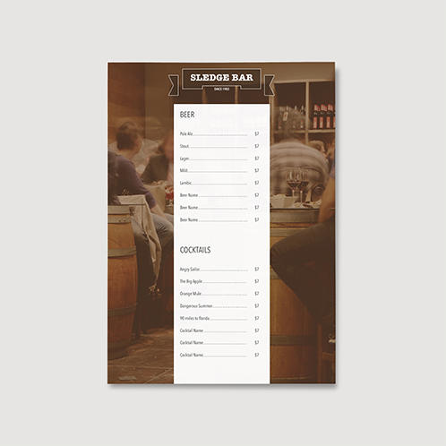 Sledge Bar Two Page Menu