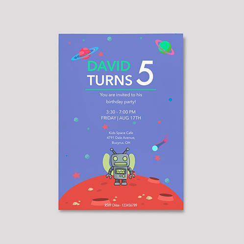 Space Boys Birthday Invitation