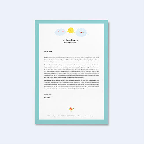 Sunshine Kindergarten Education Letterhead