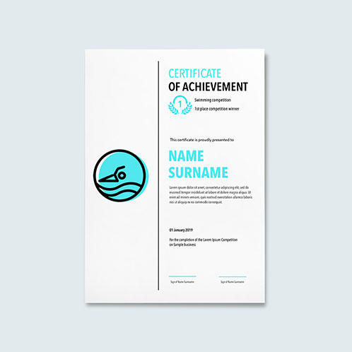 Swimming Competition Certificate
