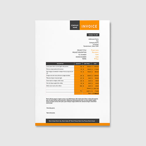 Tangerine Invoice