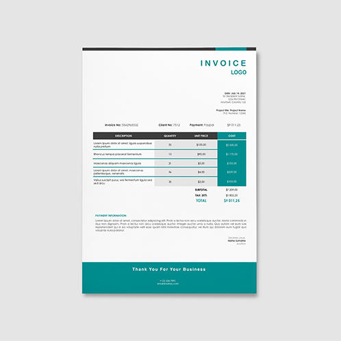 Teal Invoice