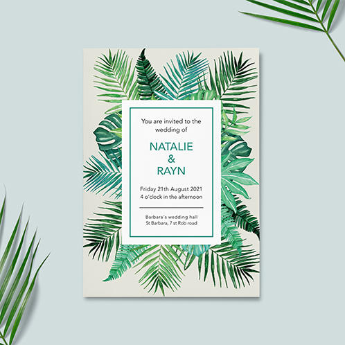Tropical Leaves Wedding Invitation