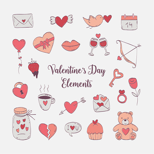 Valentine's Day Elements Doodles