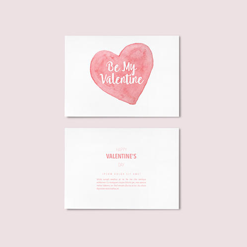 Watercolor Heart Valentines Card