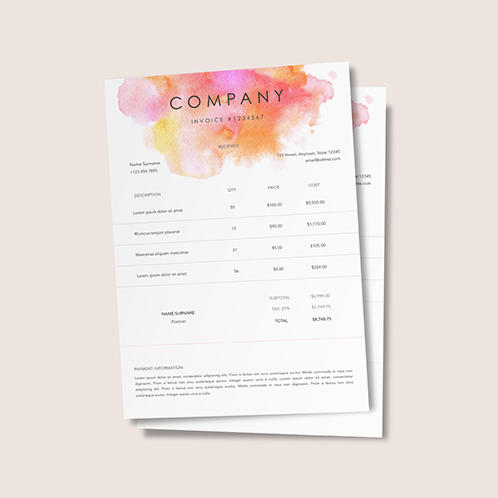 Watercolor Invoice