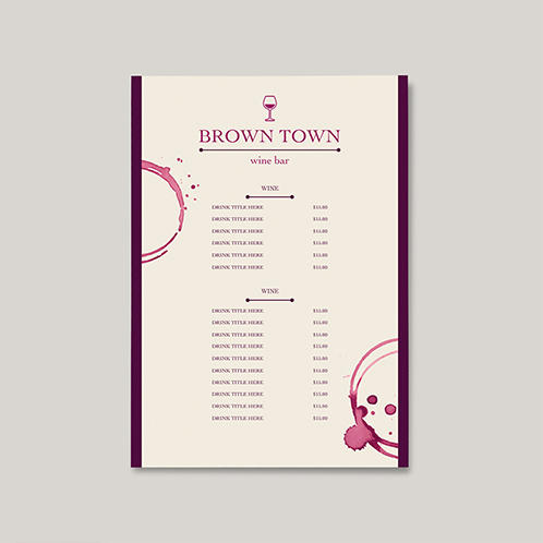 Wine Bar Two Page Menu
