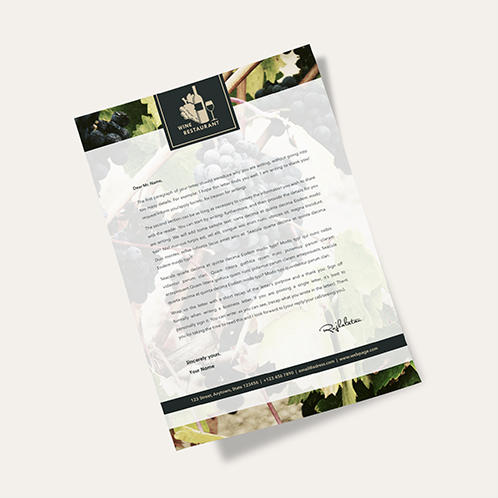 Wine Restaurant Food & Drink Letterhead