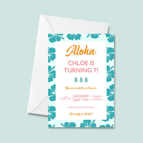 Aloha Girls Birthday Invitation