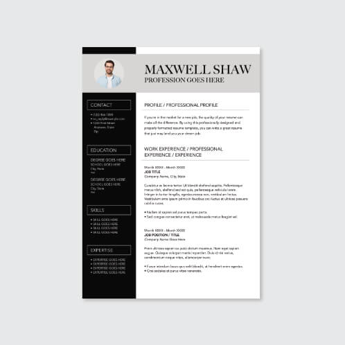 Black and White Professional Resume