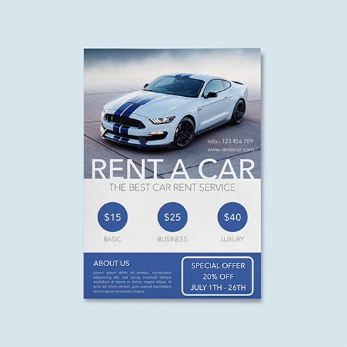 Blue Car Rental Flyer