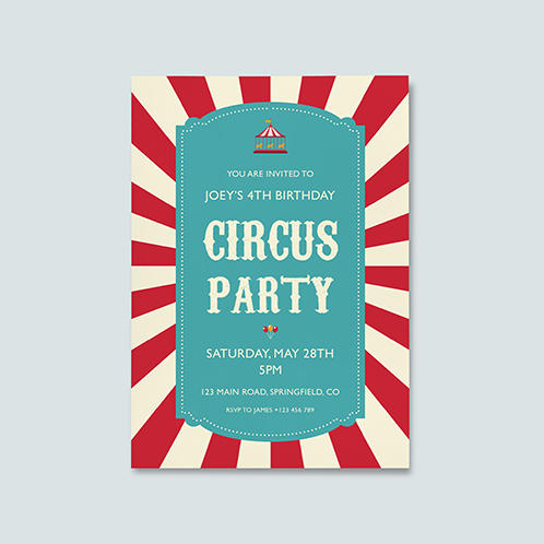 Circus Boys Birthday Invitation