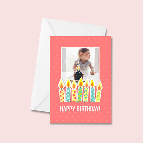 Coral Birthday Photo Card