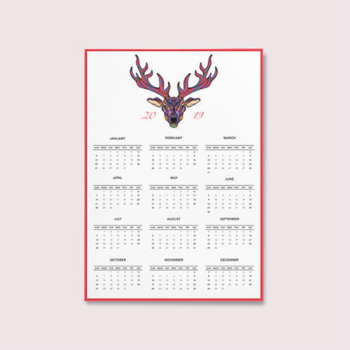 Deer Yearly Calendar – MyPagesTemplates.com