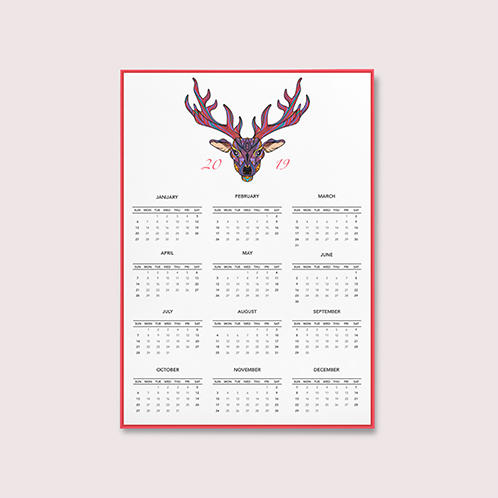 Deer Yearly Calendar