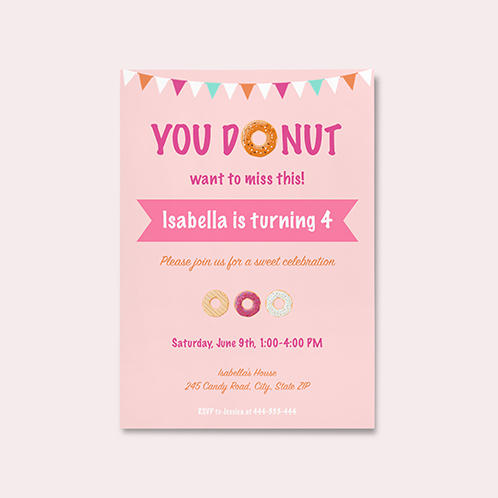 Donut Girls Birthday Invitation