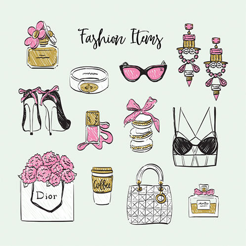 Fashion Items Doodles
