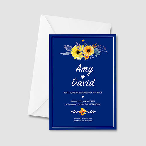 Floral Blue Wedding Invitation