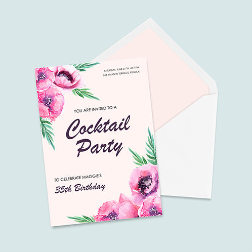 Floral Cocktail Party Invitation