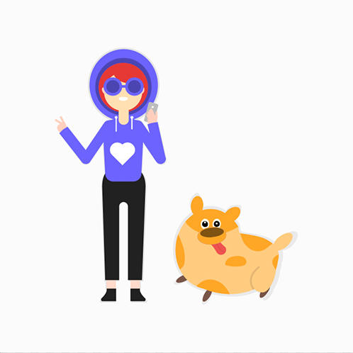 Girl and Dog Illustration